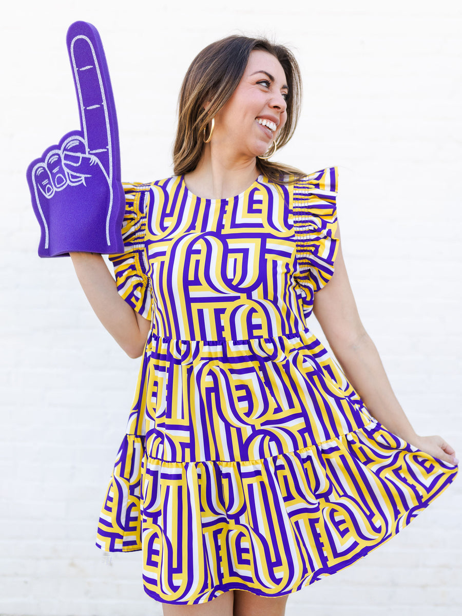 Game Day Dress Gold and Purple Accessory Assistance Game Day Dress Gold and Purple Accessory Assistance