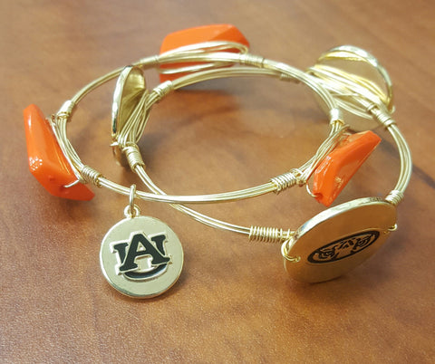 Auburn Tigers AU Gold Tone Bangle Bracelet Set