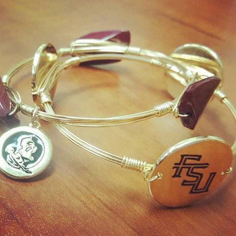Florida State FSU Seminoles Gold Tone Bangle Bracelet Set