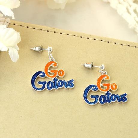UF Go Gator slogan glitter earrings